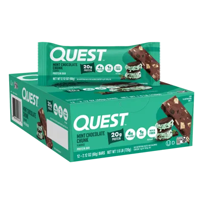 Mint Chocolate Chunk Protein Bars - 3 x 12ct. Box