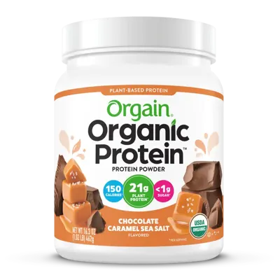 Organic Protein™ Plant Based Protein Powder - Chocolate Caramel Sea Salt - 1.02lb Canister