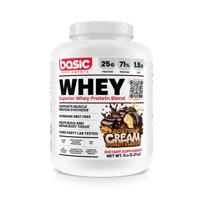 Basic Supplements Superior Whey Protein Blend 5lb, Boston Cream Donut
