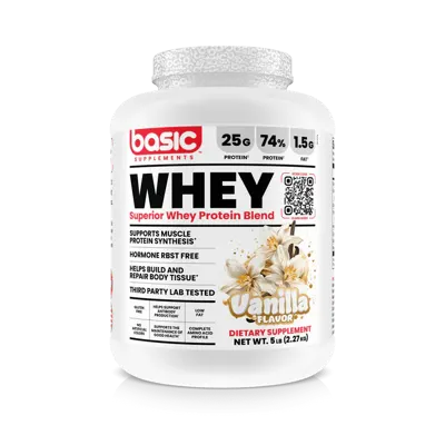 Basic Supplements Superior Whey Protein Blend 5lb, Vanilla