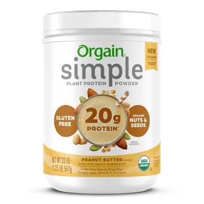 Simple Organic Plant-Based Protein Powder - Peanut Butter - 1.25lb Canister