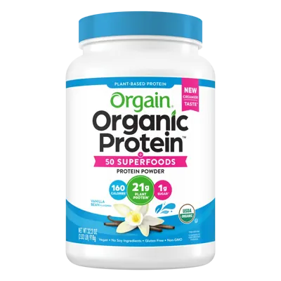 Organic Protein™ & Superfoods Plant Based Protein Powder - Vanilla bean - 1.12lb Canister