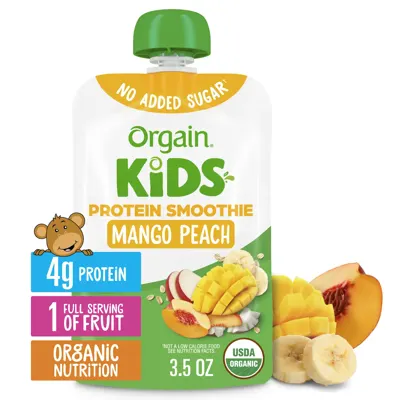 Kids Protein Smoothie Pouch - Mango Peach - 4-Pack
