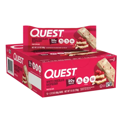White Chocolate Raspberry Protein Bars - 12 Count Box