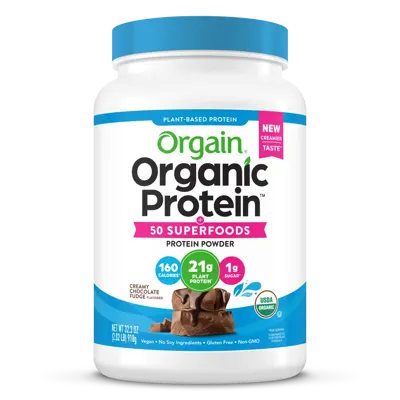 Organic Protein™ & Superfoods Plant Based Protein Powder - Creamy Chocolate Fudge - 1.12lb Canister