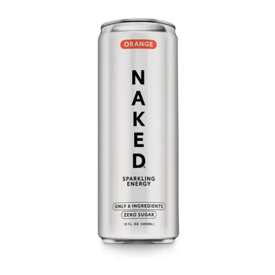 Orange Naked Sparkling Energy | Clean Energy Drink - 12 Cans