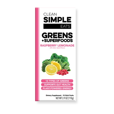 Greens: Raspberry Lemonade Super Greens Mix (10 Single Serving Stick Packs)