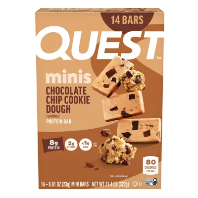 Mini Chocolate Chip Cookie Dough Protein Bars - 14 Count Box