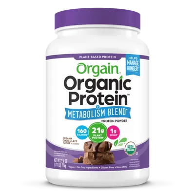 Organic Protein Powder + Metabolism Blend Creamy Chocolate Fudge - 27.4oz Canister