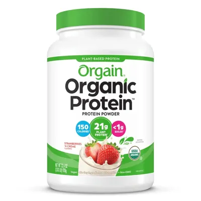 Organic Protein™ Plant Based Protein Powder - Strawberries & Cream - 2.03lb Canister