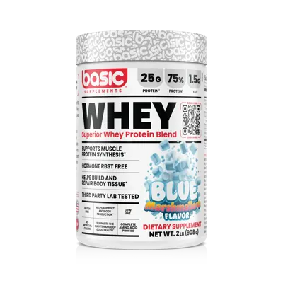 Basic Supplements Superior Whey Protein Blend 2lb, Blue Marshmallow