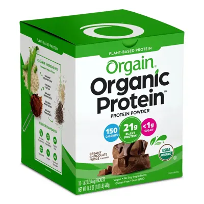 Single Serve Organic Protein™ Plant Based Protein Powder - Chocolate - 10 single-serve packets