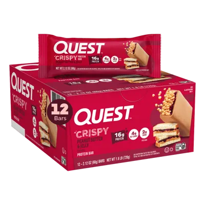 Peanut Butter & Jelly Crispy Hero Protein Bars - 12 Count Box
