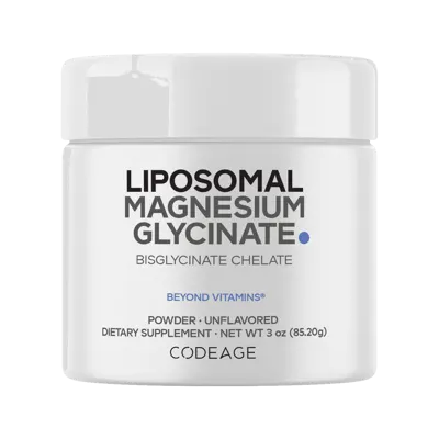 Codeage Magnesium Glycinate 100% Chelated Powder Supplement - Codeage Liposomal Magnesium Glycinate 100% Chelated Powder Supplement unflavored 3 oz