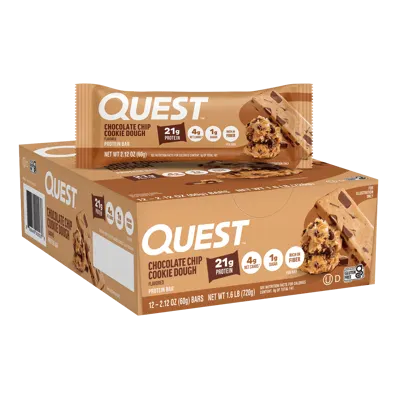 Chocolate Chip Cookie Dough Protein Bars - 12 Count Box