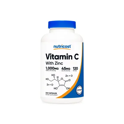 Nutricost Vitamin C (with Zinc) Capsules - 240 Capsules
