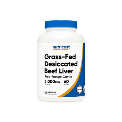 Nutricost Grass-Fed Desiccated Beef Liver Capsules - 240 Capsules