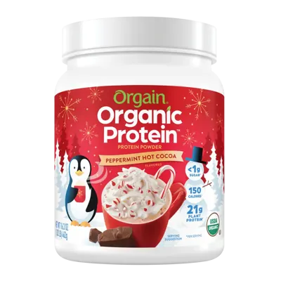 Organic Protein™ Plant Based Protein Powder - Peppermint Hot Cocoa - 1.02lb Canister