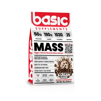 Basic Supplements Basic Mass 15lb, Cookies & Cream - Cookies and Cream