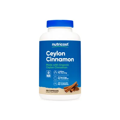 Nutricost Cinnamon Made with Organic Ceylon Capsules - 150 Capsules