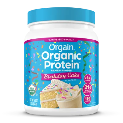 Organic Protein™ Plant Based Protein Powder - Birthday Cake - 1.02lb canister