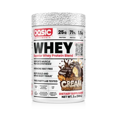 Basic Supplements Superior Whey Protein Blend 2lb, Boston Cream Donut