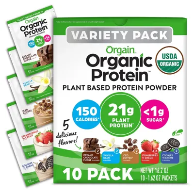 Single Serve Organic Protein™ Plant Based Protein Powder - Variety Pack - 10 single-serve packets