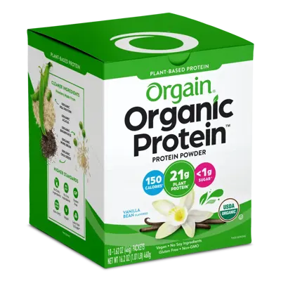 Single Serve Organic Protein™ Plant Based Protein Powder - Vanilla Bean - 10 single-serve packets