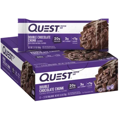 Double Chocolate Chunk Protein Bars - 12 Count Box