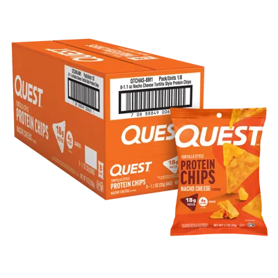 Nacho Cheese Tortilla Style Protein Chips - 4 x 8ct. Box