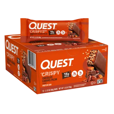 Chocolate Caramel Pecan Crispy Hero Protein Bars - 12 Count Box