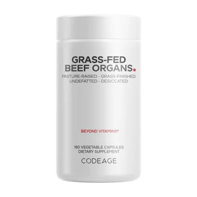 Codeage Grass Fed Beef Organs Pasture Raised Dietary Supplement - 180 Capsules / Unflavored
